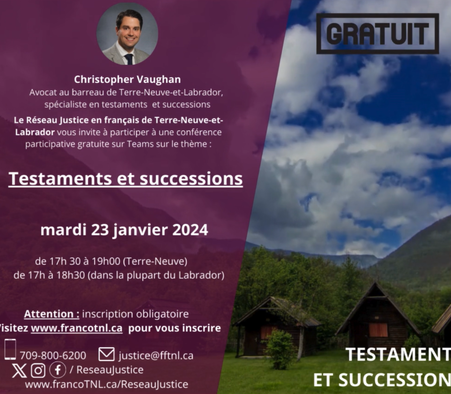 Conférence en ligne gratuite et en français sur les testaments et successions le 23 janvier 2024