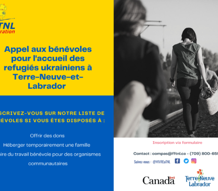 Appel aux bénévoles pour l'accueil des refugiés ukrainiens à Terre-Neuve-et-Labrador