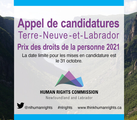Ouverture des candidatures pour le prix 2021 des droits de la personne à Terre-Neuve-et-Labrador
